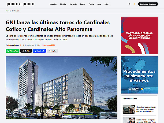GNI lanza las últimas torres de Cardinales Cofico y Cardinales Alto Panorama